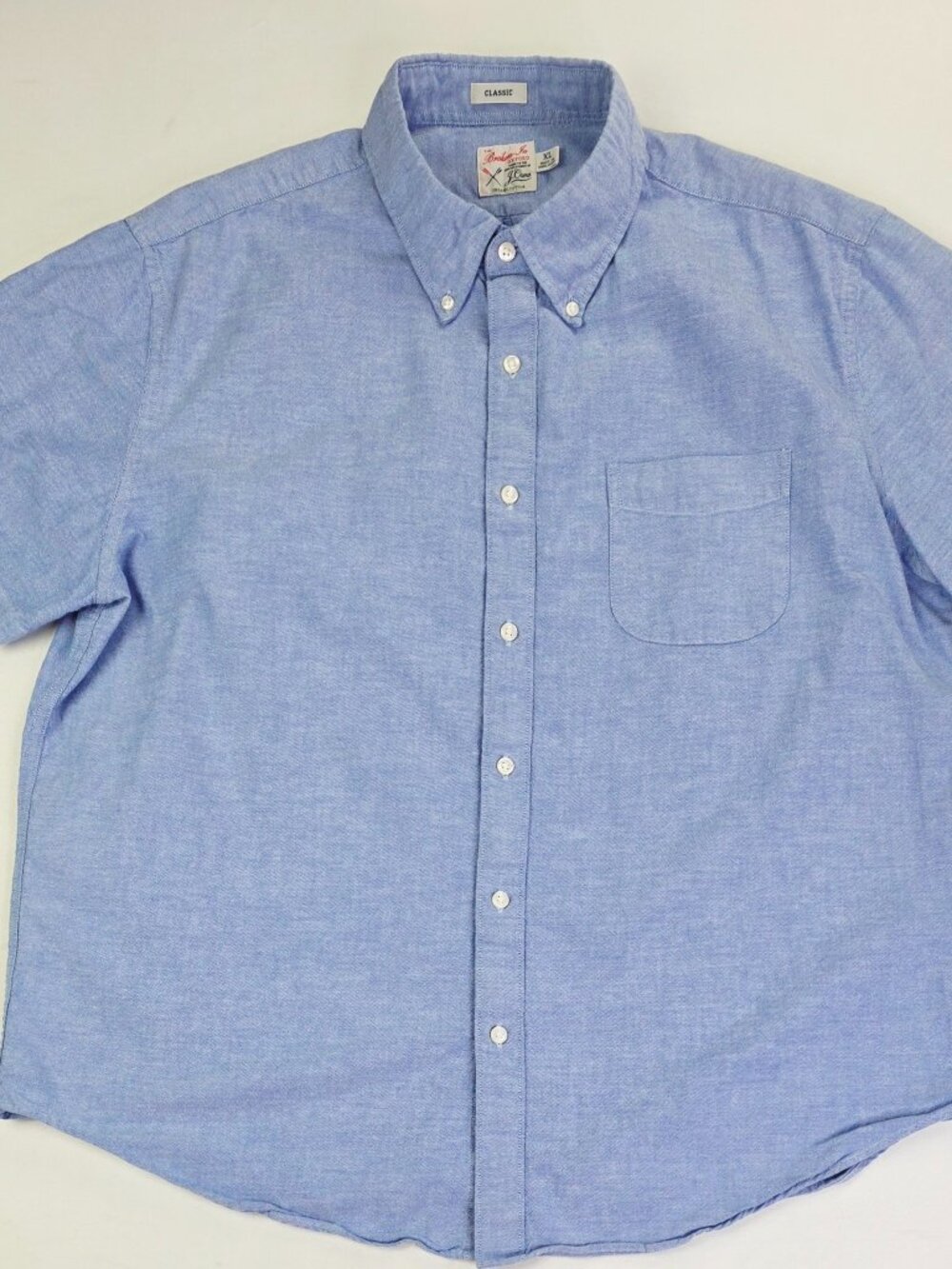 J. Crew Classic The Broken In Oxford Mens Blue Short Sleeve Size XL Cotton Shirt